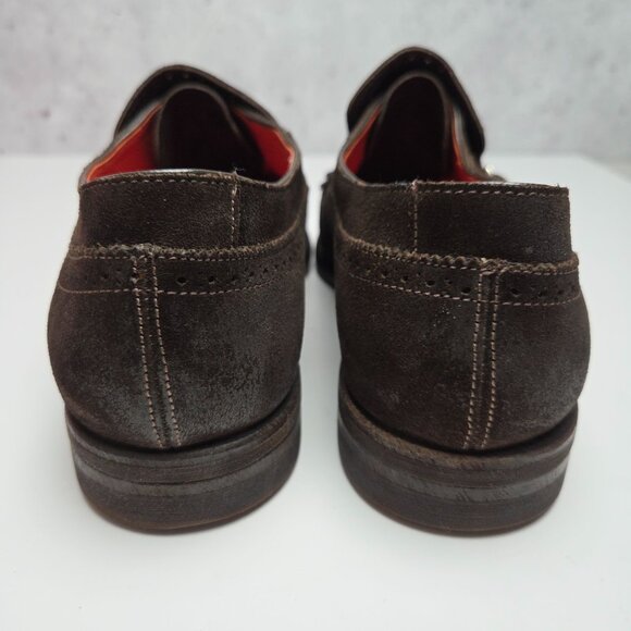 Andrea Ventura Firenze Shoes Brown Distressed Suede Monk Strap Kiltie Size 41 - Picture 9 of 12